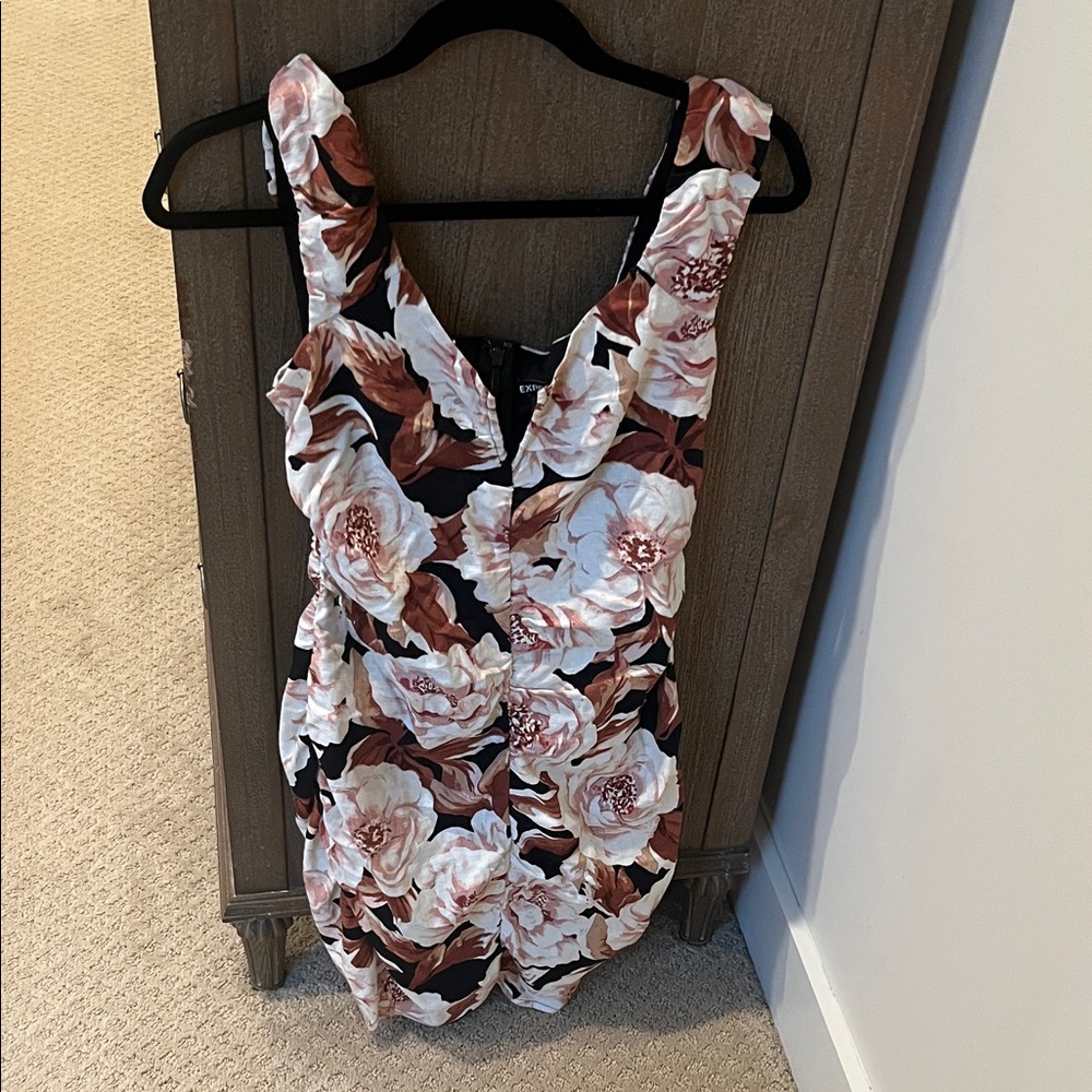 Express Floral Dress - Black and White